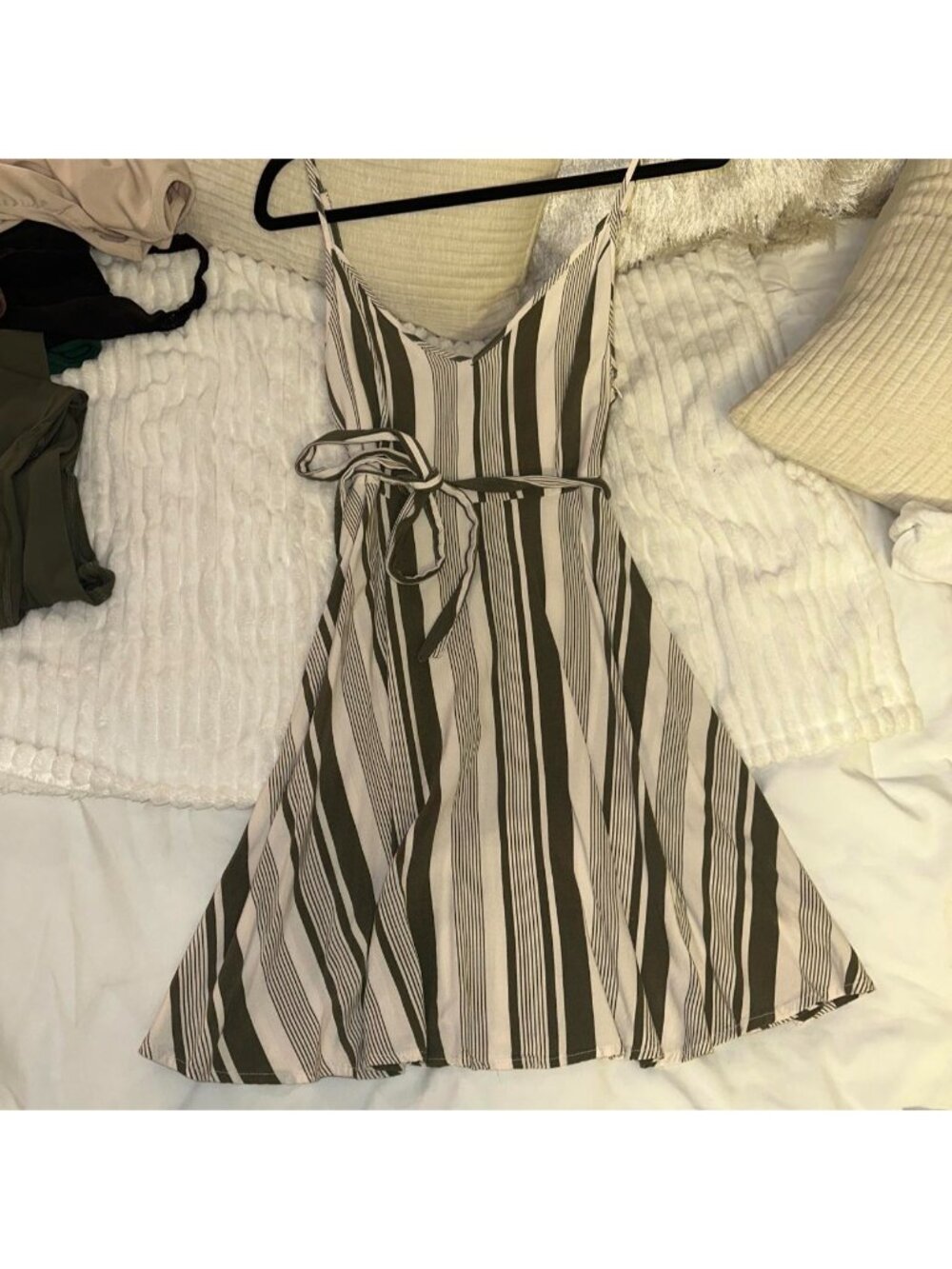 Adorable green and white striped dress sooo cute would best fit a small